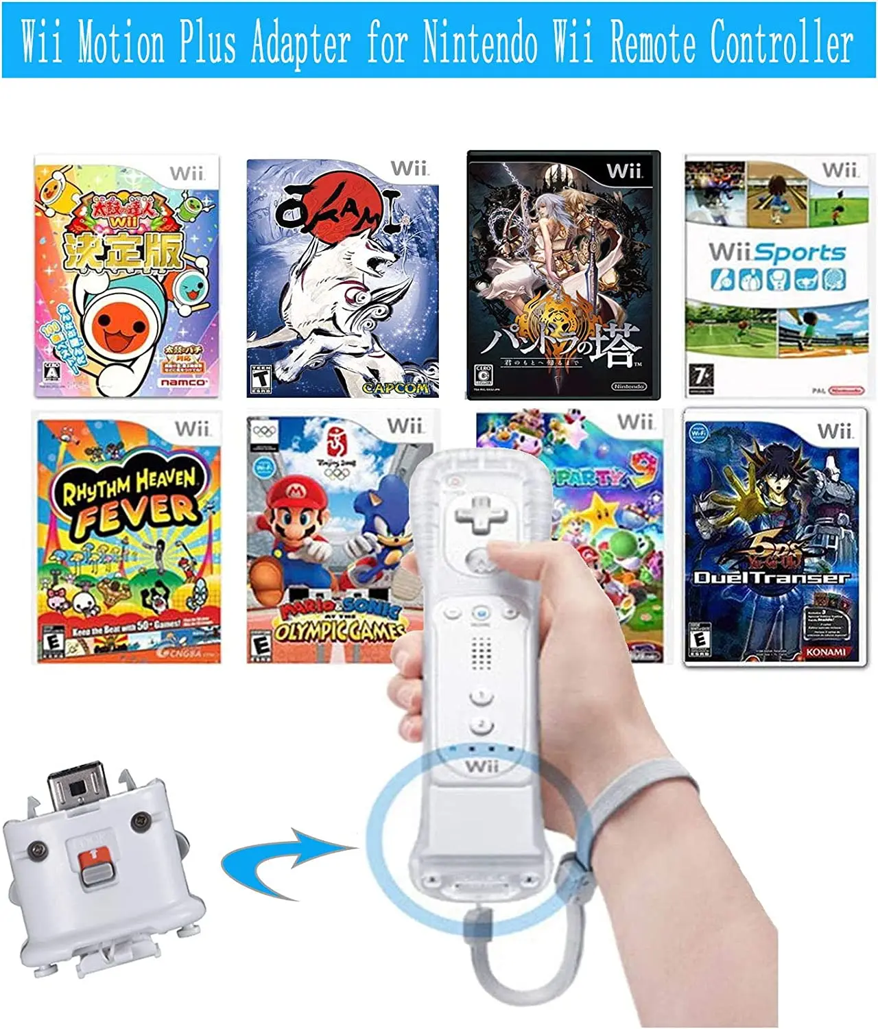 

Wii Motion Plus Adapter Replacement for Wii Motion Plus Adapter-Sensor Accelerator and Nintend Remote Controller Compatible