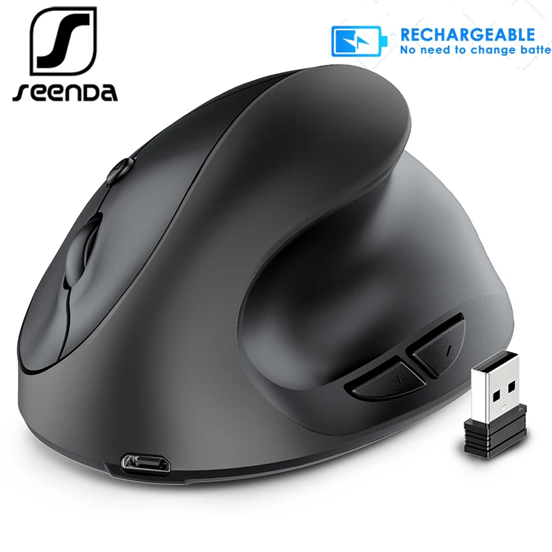 

SeenDa Wireless Vertical Mouse Gaming Rechargeable 2.4GHz Optical Vertical Mice for Laptop PC Computer Desktop Notebook
