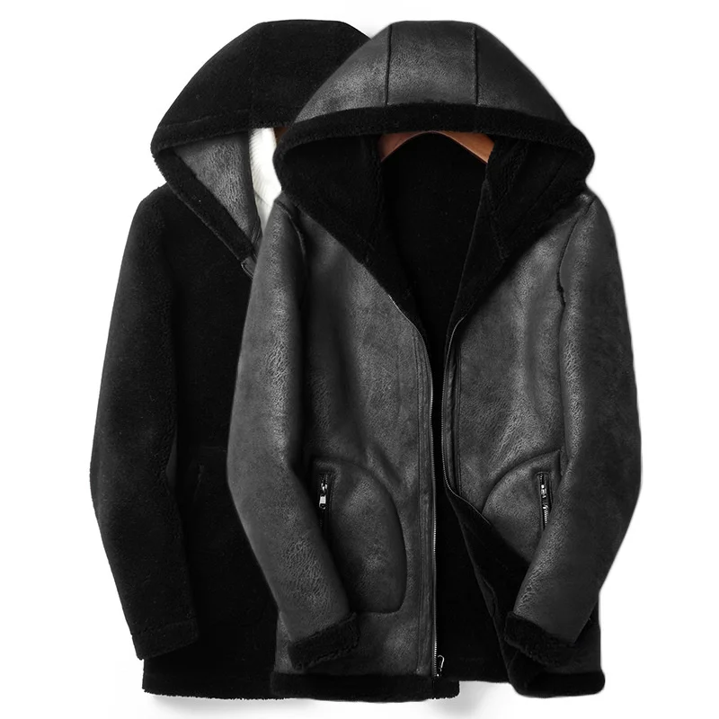 

Мужское шерстяное пальто, двусторонняя Повседневная куртка с капюшоном, 2023 шерсть, Осень-Зима 100%