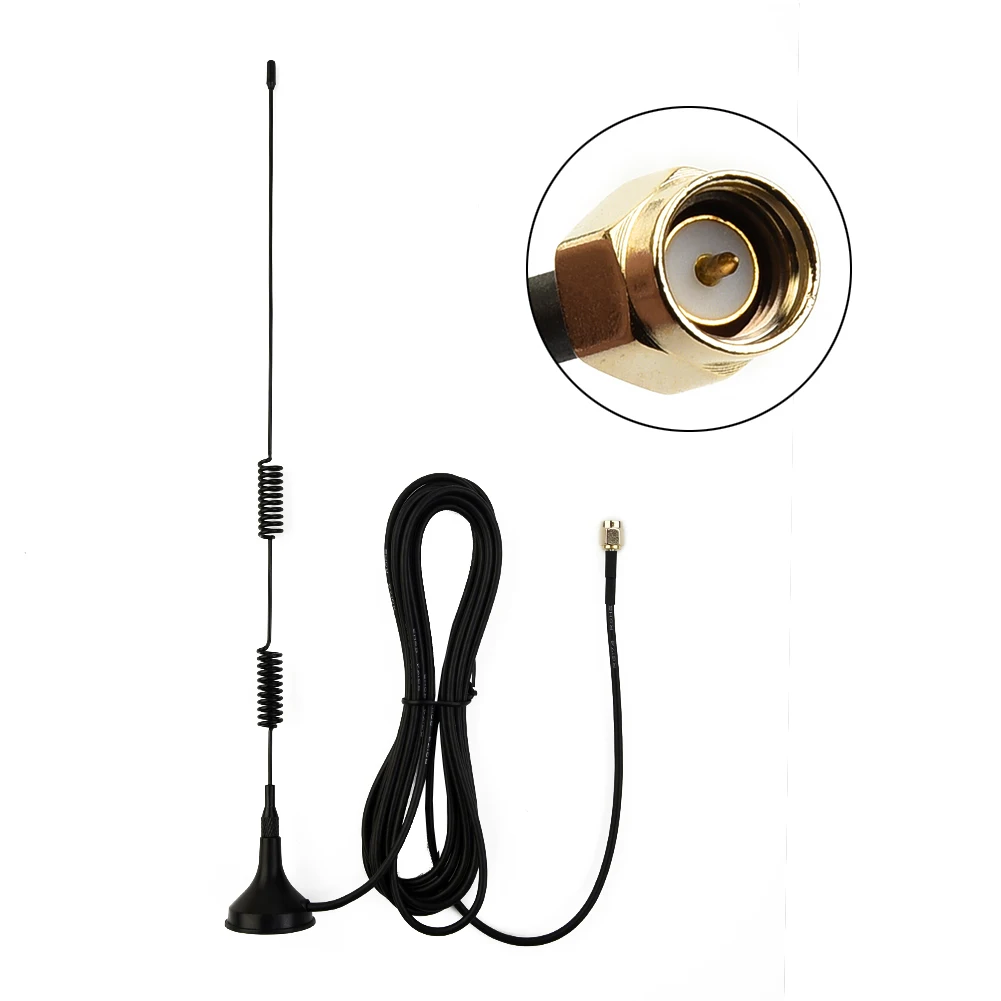 

Brand New Car Antenna VHF 136-174MHz UHF 400-470MHz 300CM RG174 Coaxial Cable SMA Male Connector With Strong Magnetic Base Mount