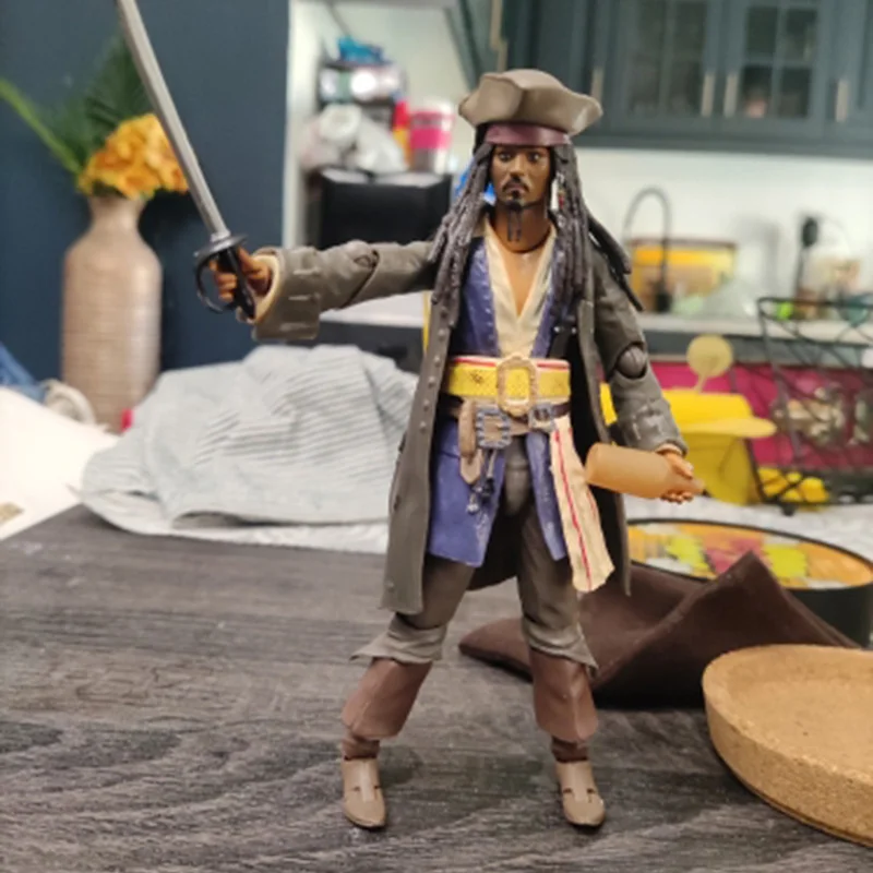 

SHFiguats Pirates of the Caribbean Captain Jack Sparrow Action Figure Collectible Model Doll Toy 15cm
