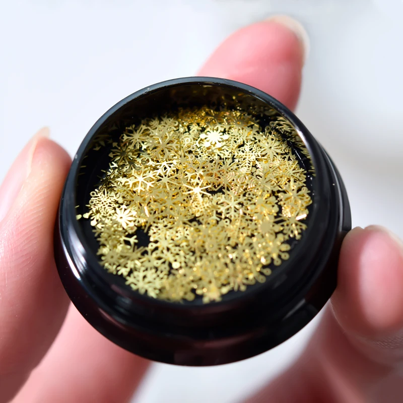 1 банка 3D металлические рождественские снежинки Блестки Белое золото