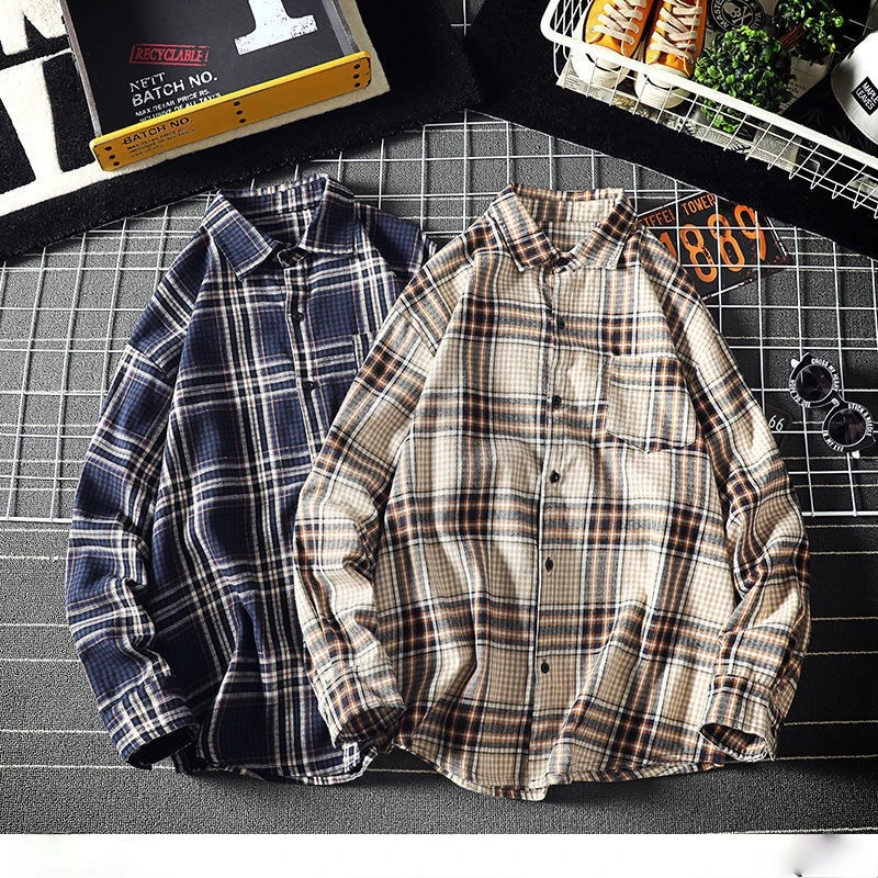 

Autumn 2020 Fashion Plaid Shirts for Men Long Sleeve Casual Blouse Plus Size Men's Oversized Checked Shirt Tops 5XL