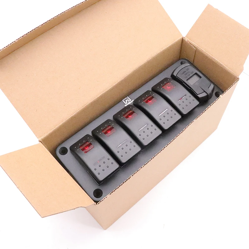 Водонепроницаемая панель переключателя 5 клавиш с цифровым вольтметром двойным