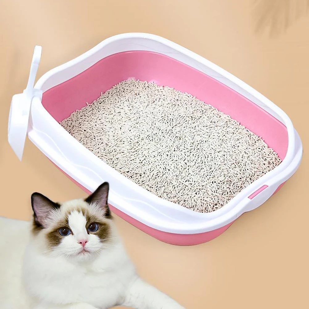 

Large Capacity Cat Litter Box Semi-closed Plastic Sand Box for Cats Pet Toilet Anti Splash Cat Tray Cleaning Bath Basin Supplies