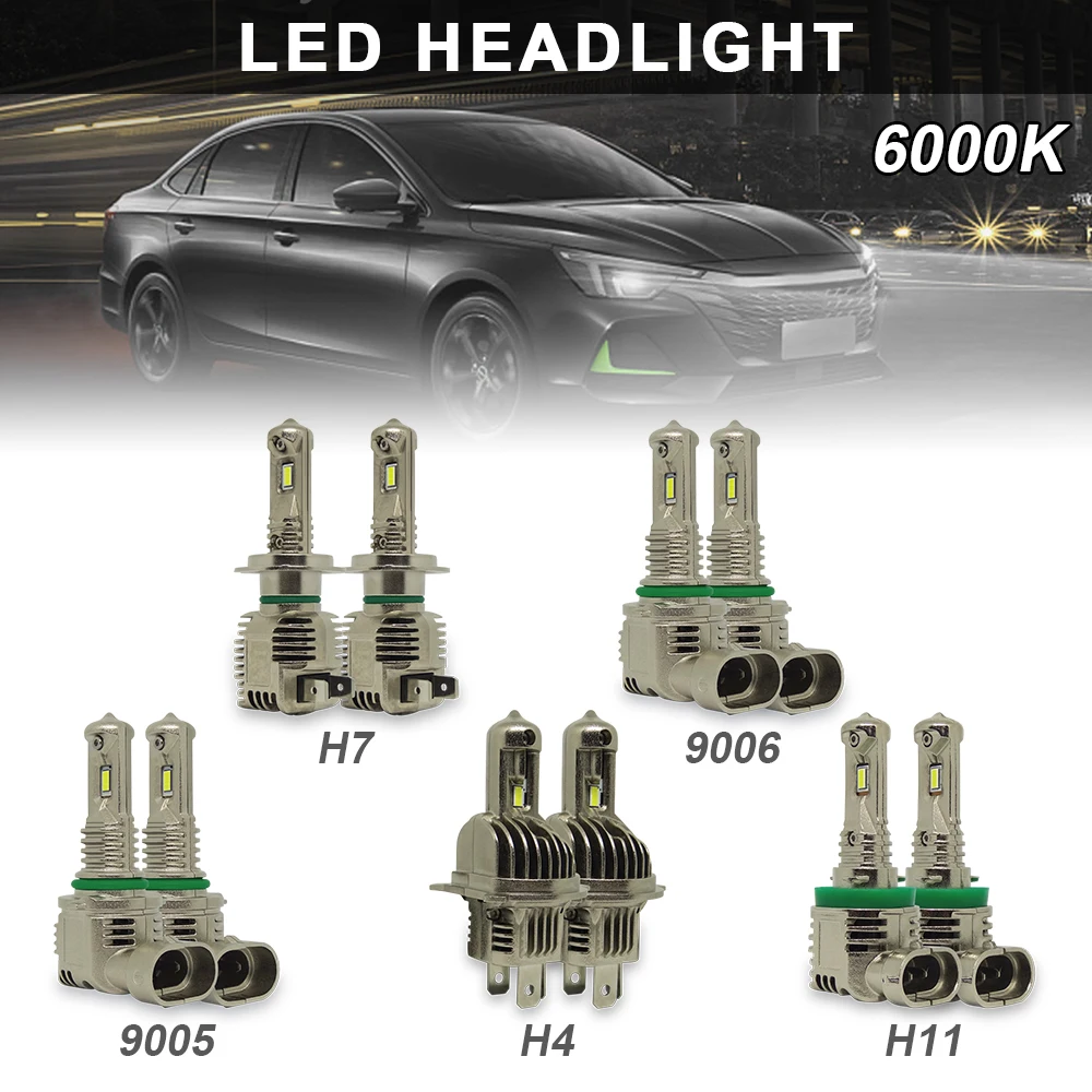 

2pcs Bright Car Headlight LED H4 H7 H11 9005 9006 12000 Lumens 6000K White LED Headlights Bulbs Waterproof Auto Fog Lights Lamp