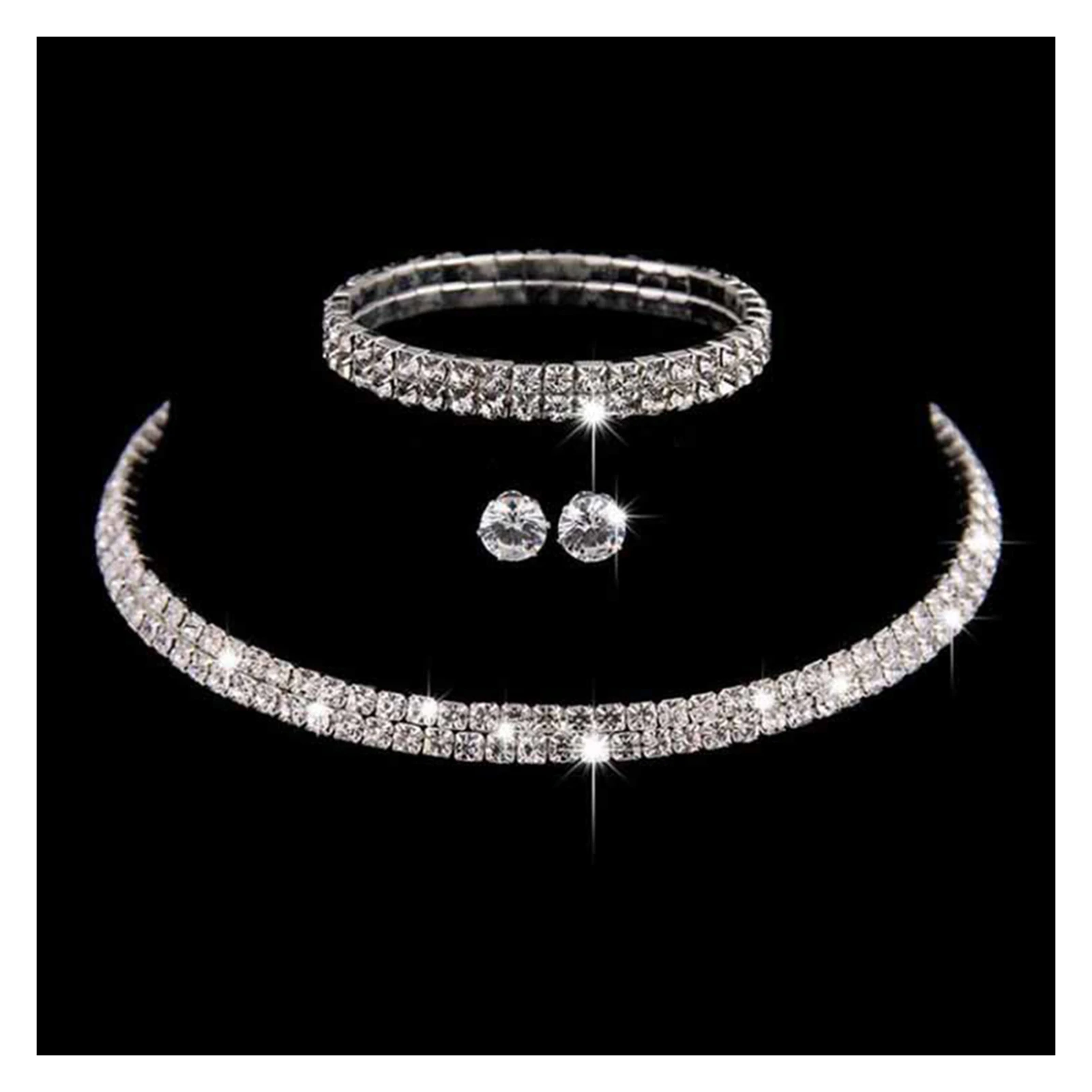 

Jewellery Set For Women Alloy Earring Necklace Bracelet Bridal Jewellery Set