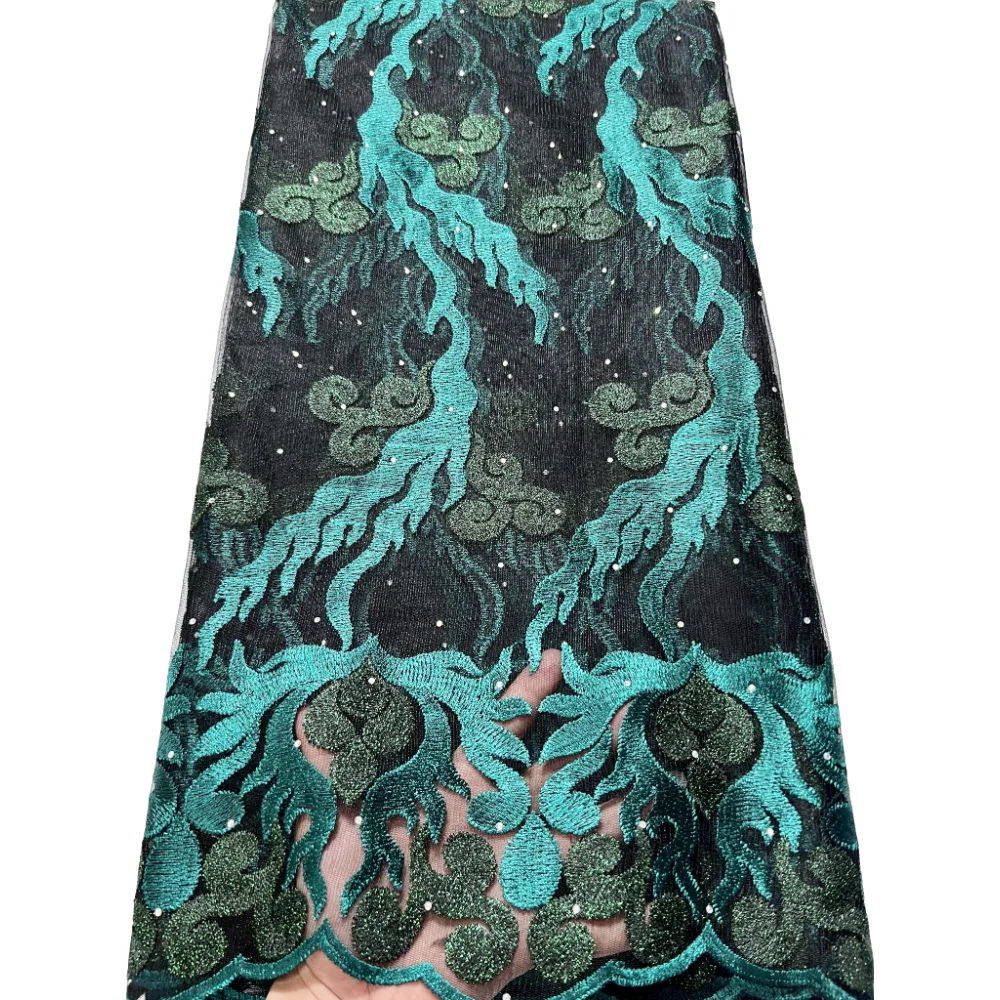 Модное Африканское Сетчатое кружево с камнем французское Тюлевое африканская