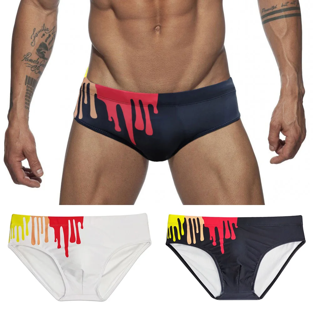 

Men Surf Beach Sexy Tether Cup Bikini Rainbow Briefs Swimwear Swim Trunks Summer Thong Swimming Pants Fashion