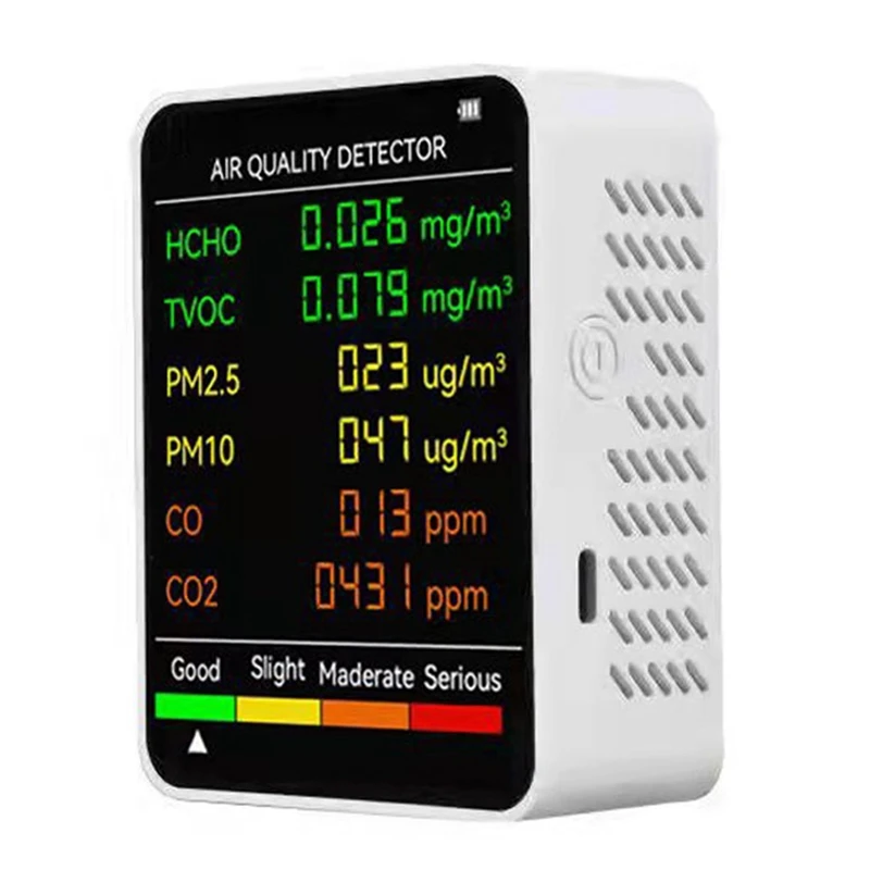 

6 в 1 PM2.5 PM10 HCHO TVOC CO CO2 детектор качества воздуха