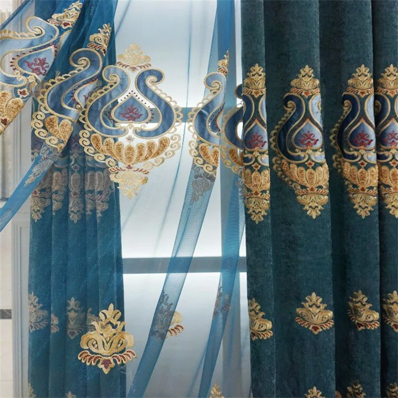 

21032-STB- Foral Blackout Curtains for Bedroom Living Room Luxury Hall Window Blackout Curtain for Kitchen