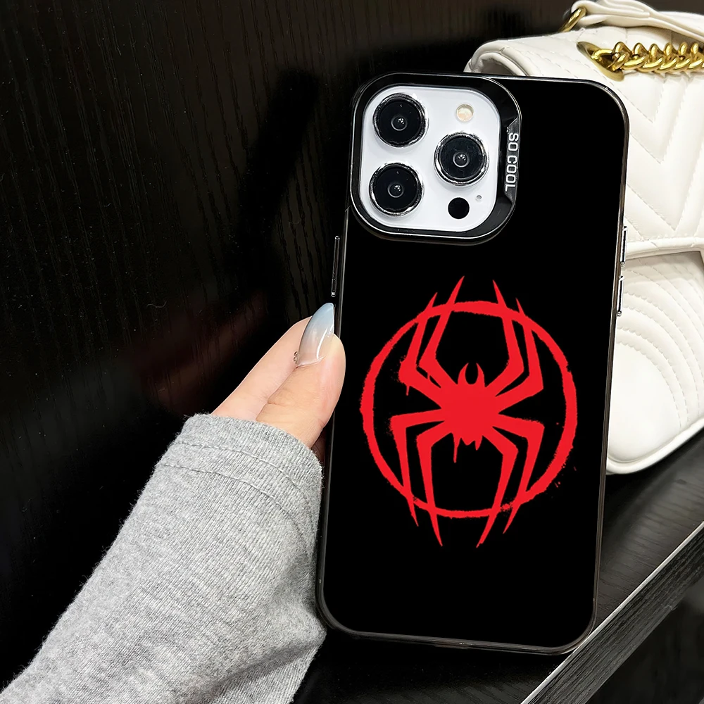 Крутой чехол для телефона MINISO S-Spider M-Man iPhone 16 12 13 14 15 11 Max Pro Plus цветной корпус Laser IMD