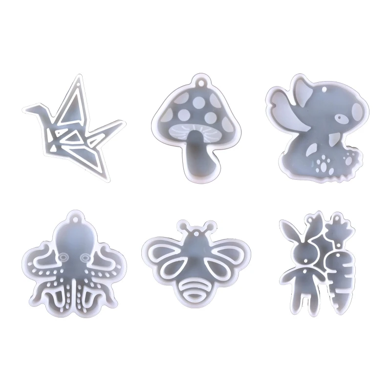 

Mushroom Rabbit Octopus Bee Carrot Keychain Silicone Mold DIY Crafts 918F