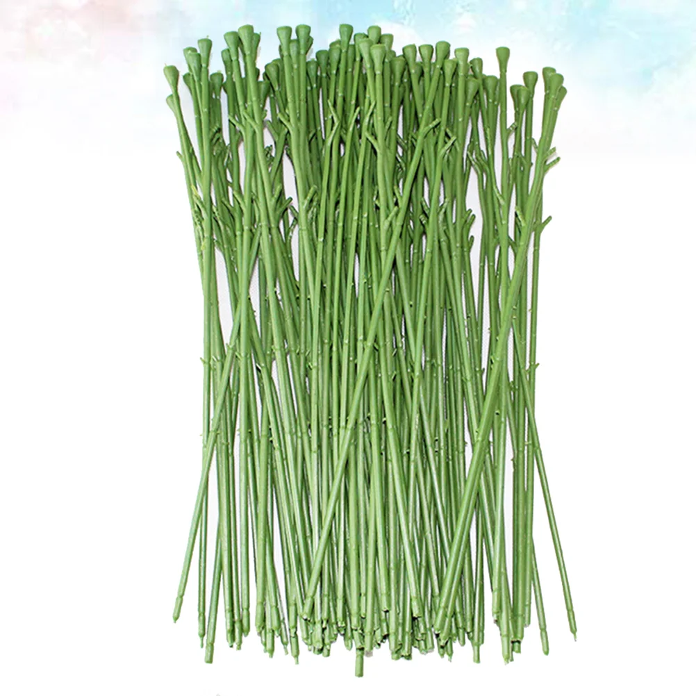 

Flower Stem Floral Wire Stems Artificial Supplies Florist Flowers Green Plastic Holder Wires Bouquet Stub Arrangements Crafts