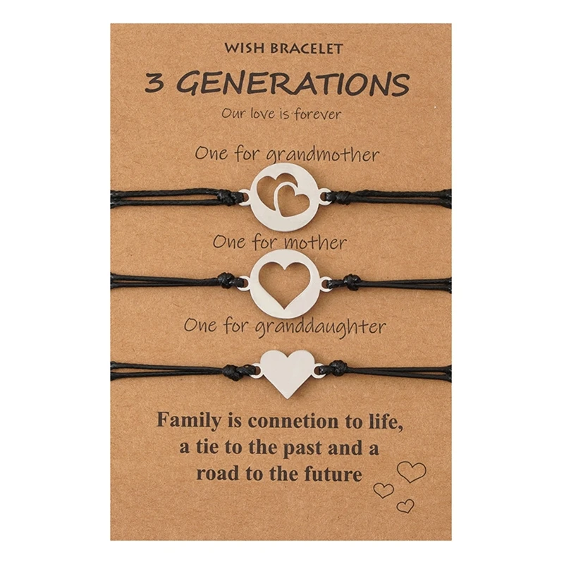 

3 Pcs/4 Pcs Sisters Best Friend Matching Bracelet for Friendship Heart Long Distance Card Bracelet Gift for Girls Women