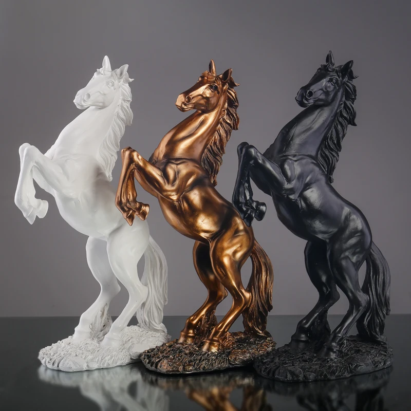

Скандинавская статуя Tengkong Junma из смолы, скульптура для дома, гостиной, спальни, декоративная статуя золотого цвета, белая, черная статуя лошади