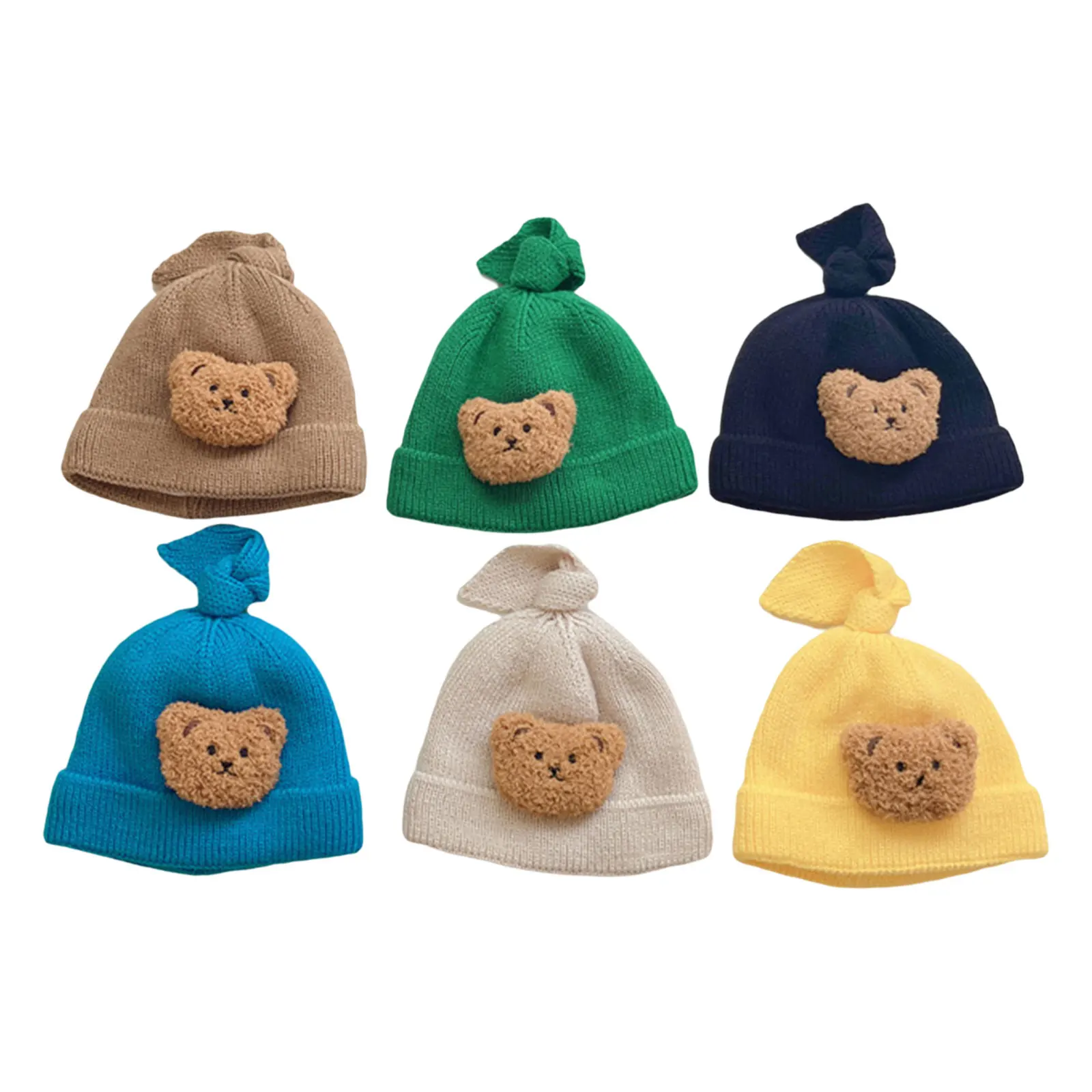 

Infant Baby Winter Warm Knitting Hat Cute 3D Bear Animal Thicken Cap Beanie for Baby Boys Girls