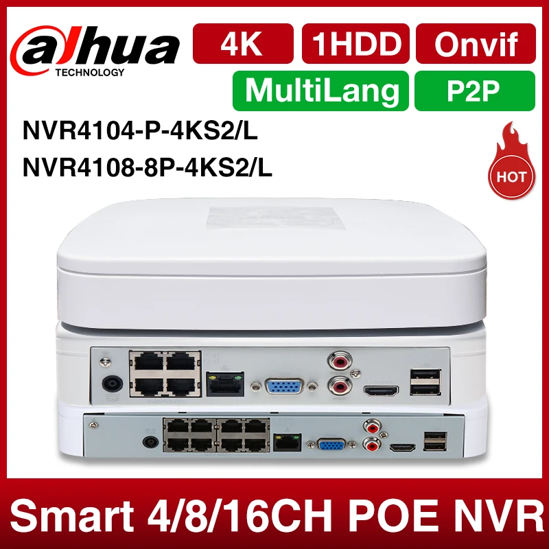 

Dahua 4/8/16 Channel PoE Lite DVR Imou CCTV Security Protection Smart Face Detection System NVR4104-P-4KS2 NVR4108-8P-4KS2 Onvif
