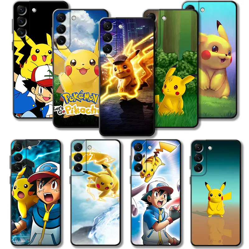 Pokemon Ash Ketchum Pikachu 100000 Volts Case For Samsung Galaxy S23 S22 S21 S20 FE Ultra S10 S9 S8 Plus Note 20Ultra 10Plus