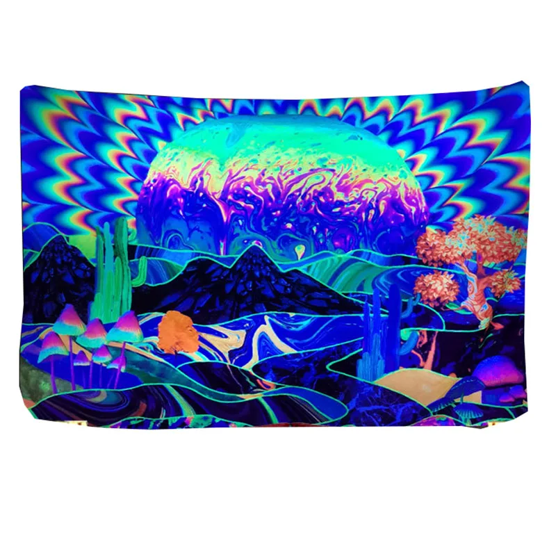 

2022 новый дизайн Звездная Луна Гора УФ флуоресцентный гобелен настенный подвесной ковер