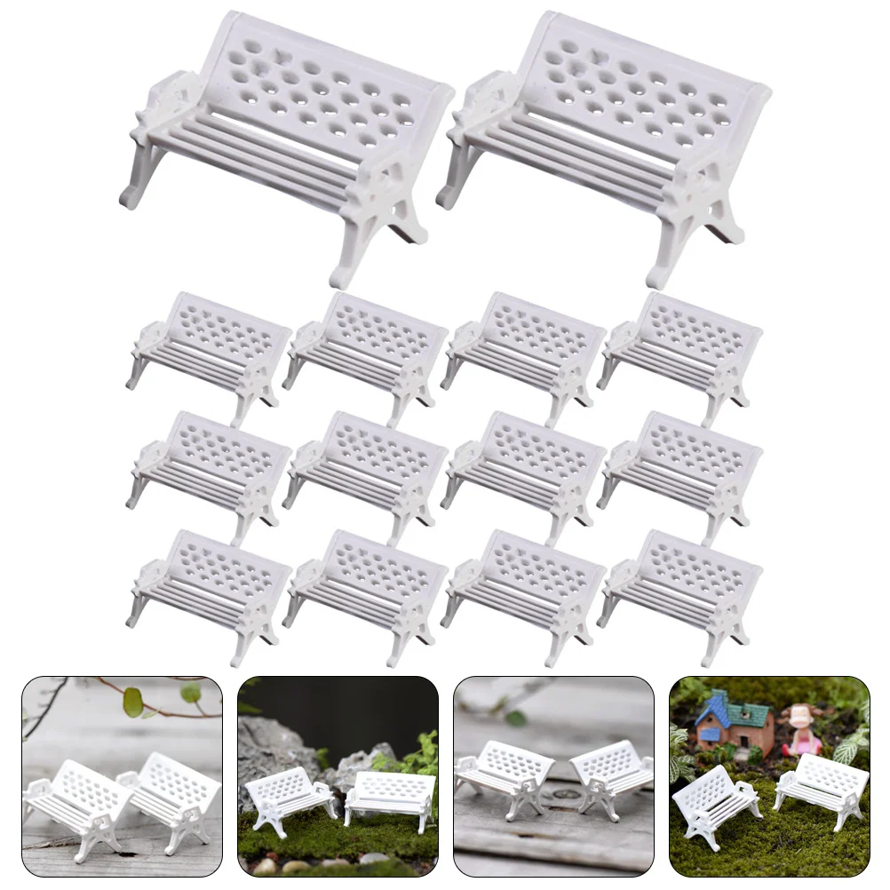 

20 Pcs Park Chair Decoration Scene Fake Bench Prop Simulation Lamp White Abs Miniature Model Vintage