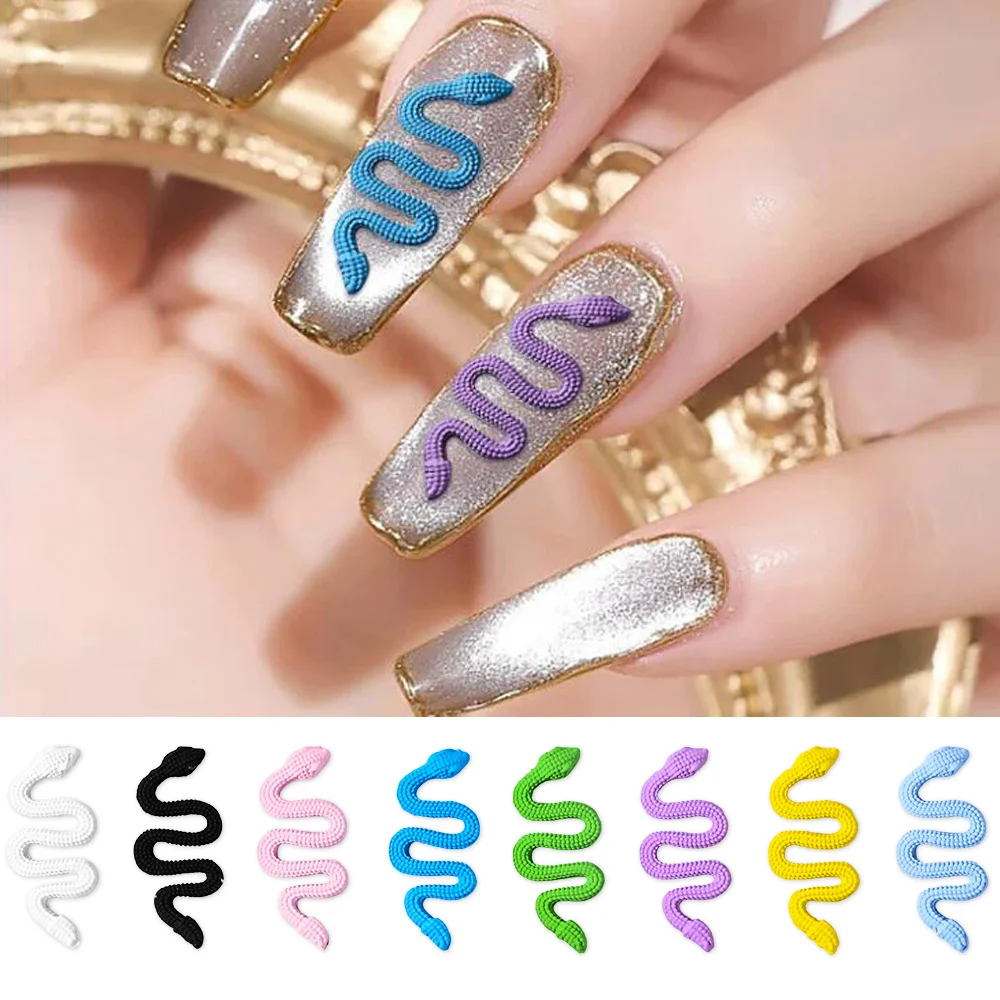 

10Pcs/pack Colorful Snake Nail Charm 3D Metal Nails Art Alloy Jewelry Nail Charms Alloy Nail Art Tips Manicure Decoration DSC_18