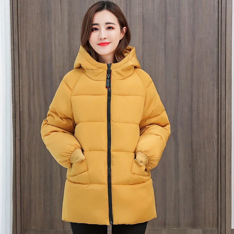 Women Oversize Hooded Down Parka 2022 New Winter Thick Warm Cotton Coat Long Sleeve Cotton-Padded Warm Loose Tops Female Outwear