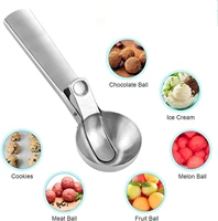 stainless steel ice cream scoop with trigger fruit dessert ball maker kitchen tools scooper dishwasher safe heavy duty metal ice