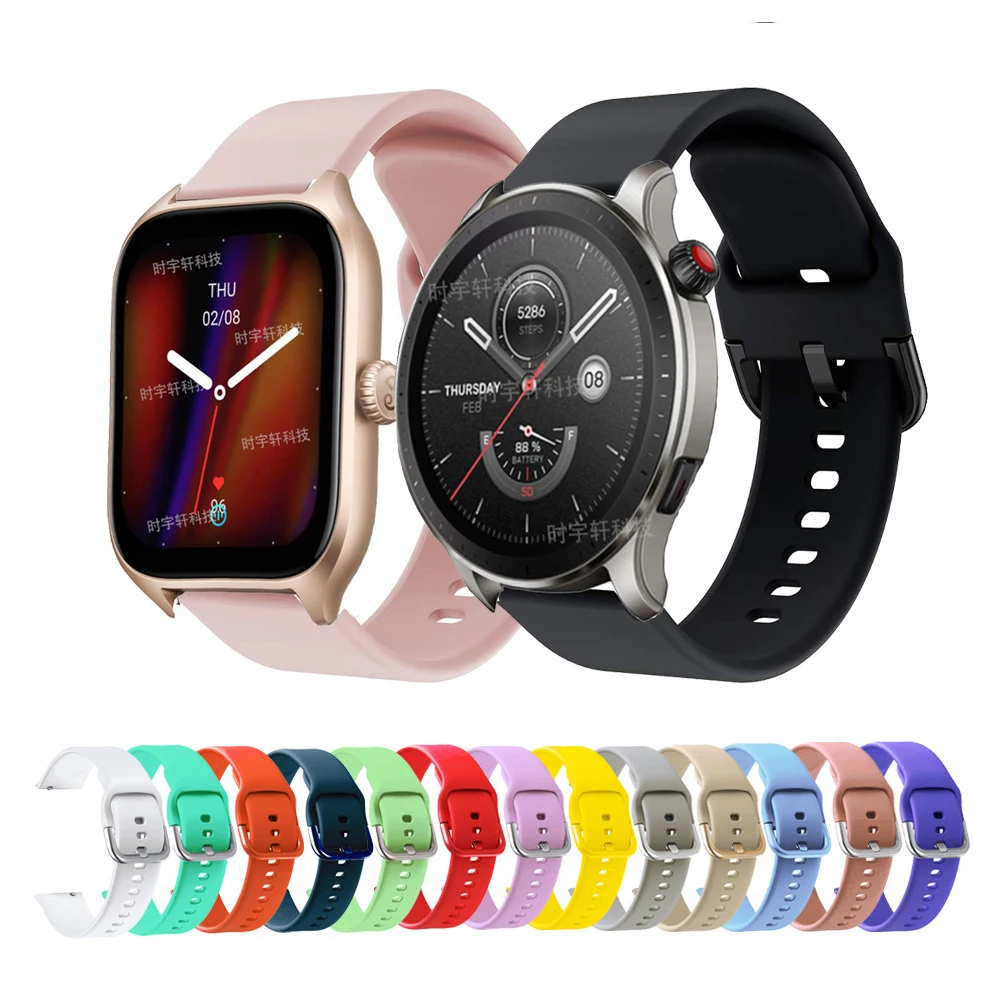 

Силиконовый ремешок на запястье для Huami Amazfit GTS 3 4 GTS2 Mini, ремешок для смарт-часов для Amazfit Bip S U/ GTR 4 3 2 GTR3 Pro, браслет