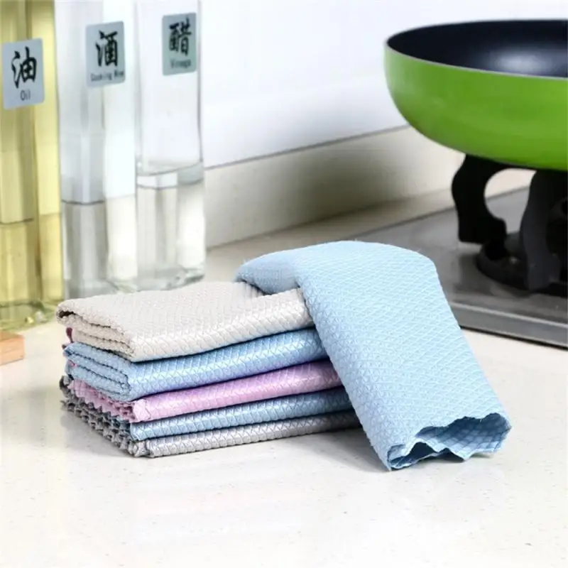 

Fish Scale Dishcloth Glass Cleaning Towel Dishwashing Cloth For Tableware Kitchen Rag Towel For Kitchen Household Cleaning Tool