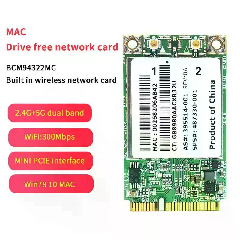 Фото Карта Wi-Fi для HP6930 2530 2730P BCM94322MC BCM4322 BCM94322 AGN PCI-E Wireless-N 802.11 A/g/n 300 Мбит/с №1