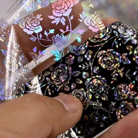 4100cmroll 3d holographic rose flowers design laser foil stickers manicure nail nail decoration nail art tools
