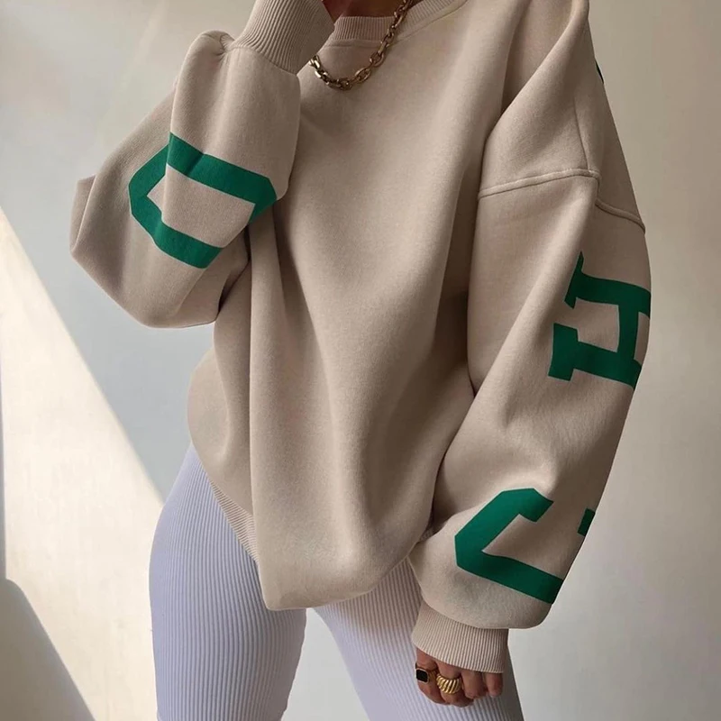 

Y2k Women's Clothing Sweatshirt Letter Printing No Hoodie Thickening Casual Long-sleeved All-match Autumn and Winter Pullover
