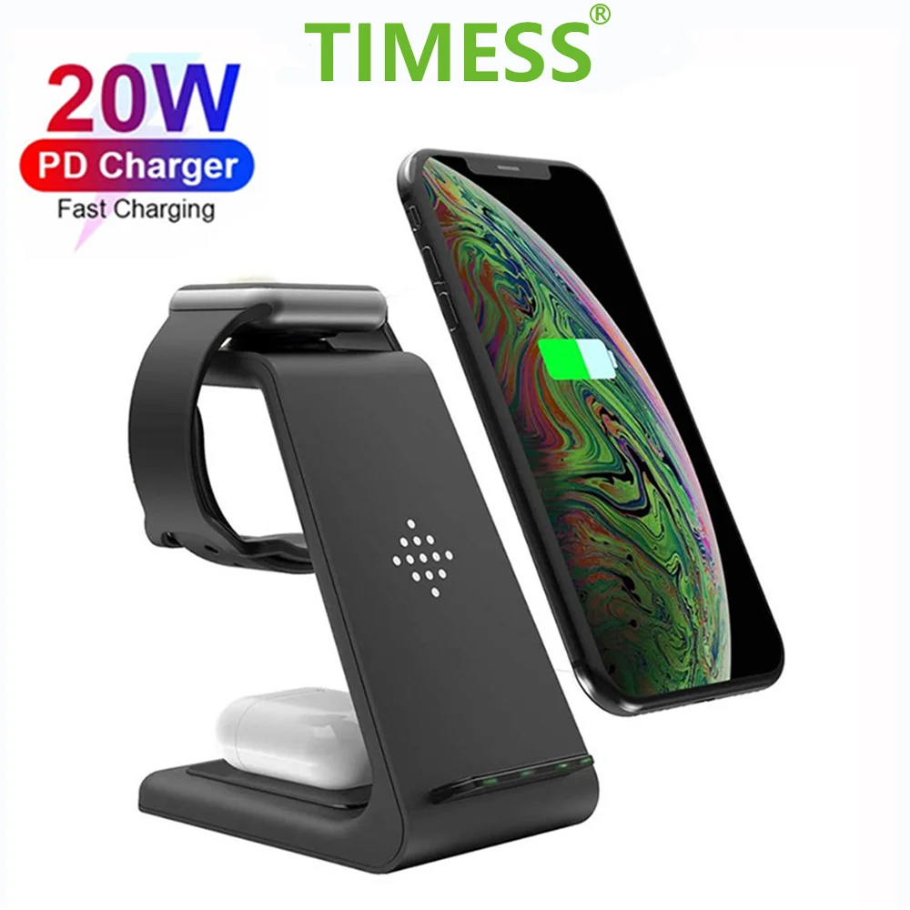 

Wireless Charging Stand 3 in 1 Wireless Charger Dock Station For Apple Watch 7 6 SE 5 4 3 2, Airpods 2/Pro, iPhone 13 12 8Serise