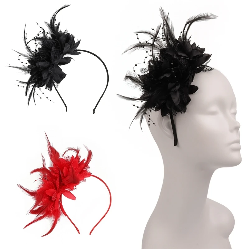

Punk Feather Flower Shape Hair Hoop Women Headband Carnivals Hair Supplies