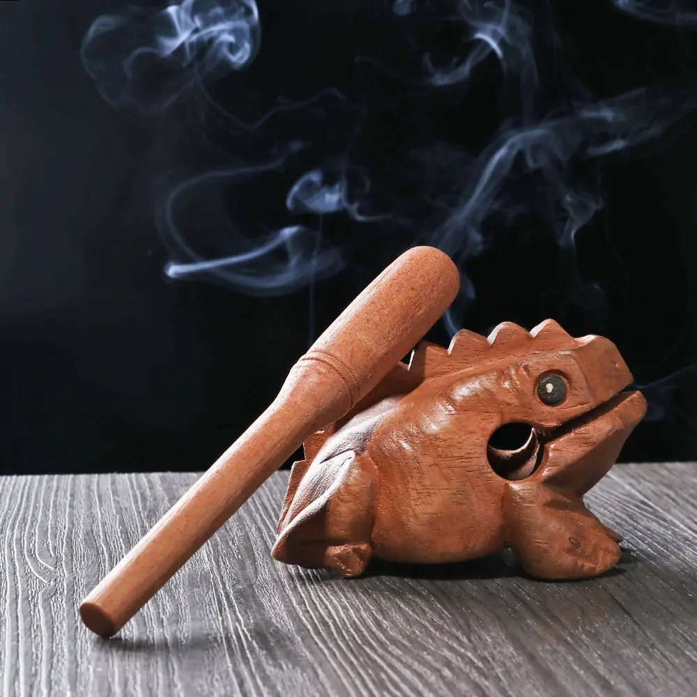 

Decoration Home Office Fortune Symbol Percussion Money Frog Musical Instrument Wooden Block Lucky Craft