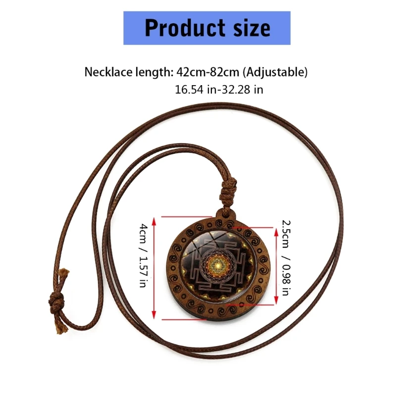 Деревянный кулон с гексаграммой ожерелье сакральная геометрия амулет Шри Янтра