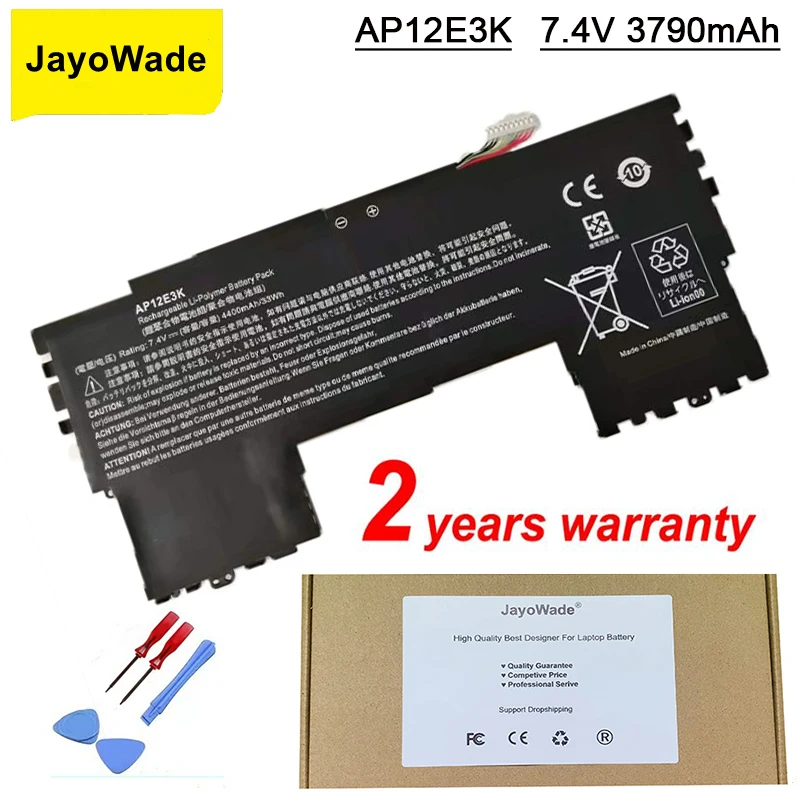 Аккумулятор JayoWade AP12E3K для ноутбука Acer Aspire S7 S7-191, ультрабук 11 дюймов, 1/CP3/65/114-2 1/CP5/42/61-2 AP12E3K, 7,4 В, 3790 мАч, 28 Вт/ч