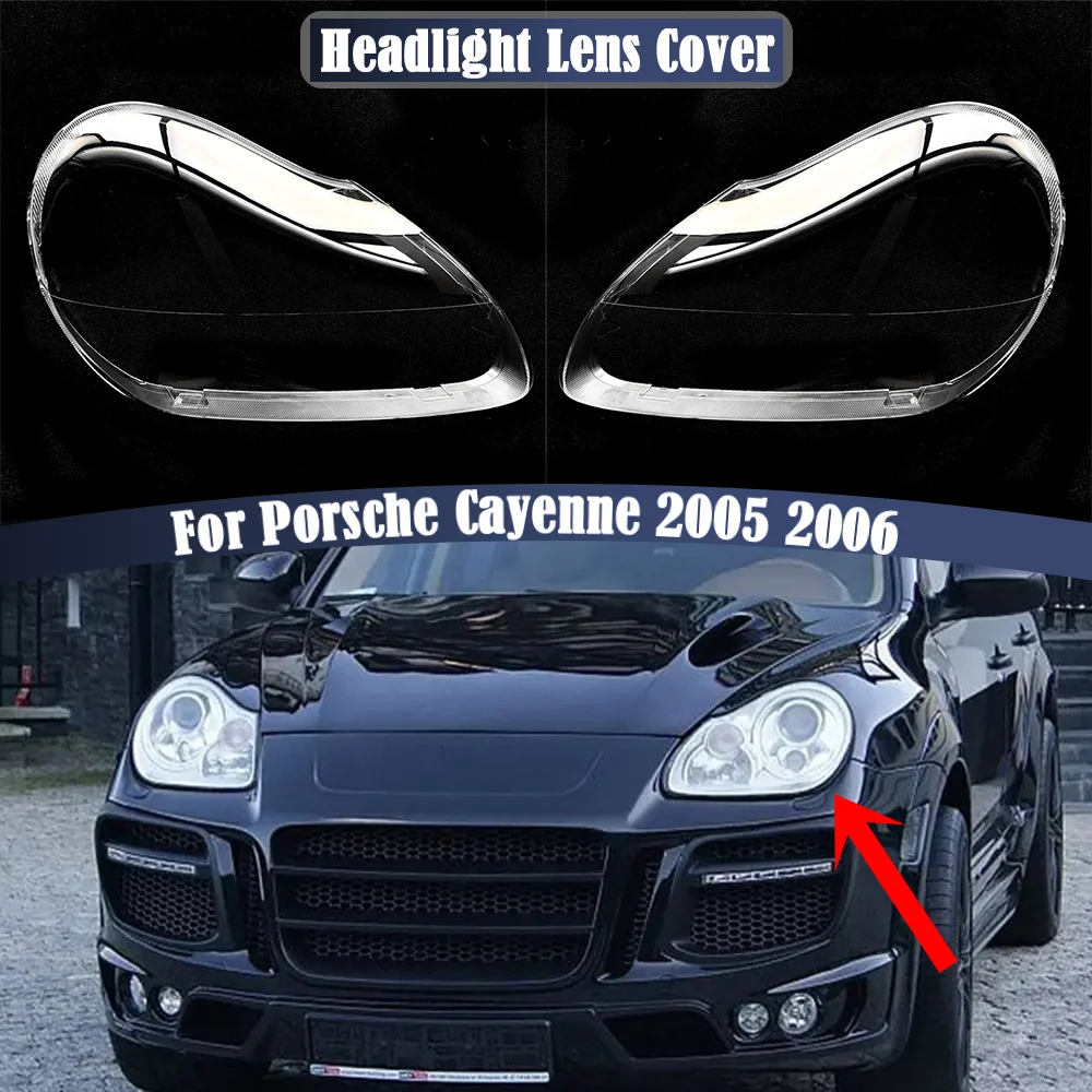 

Чехол для фары Porsche Cayenne 2005 2006, прозрачный абажур, навес для фары, оболочка для фар, аксессуары для автомобиля из оргстекла
