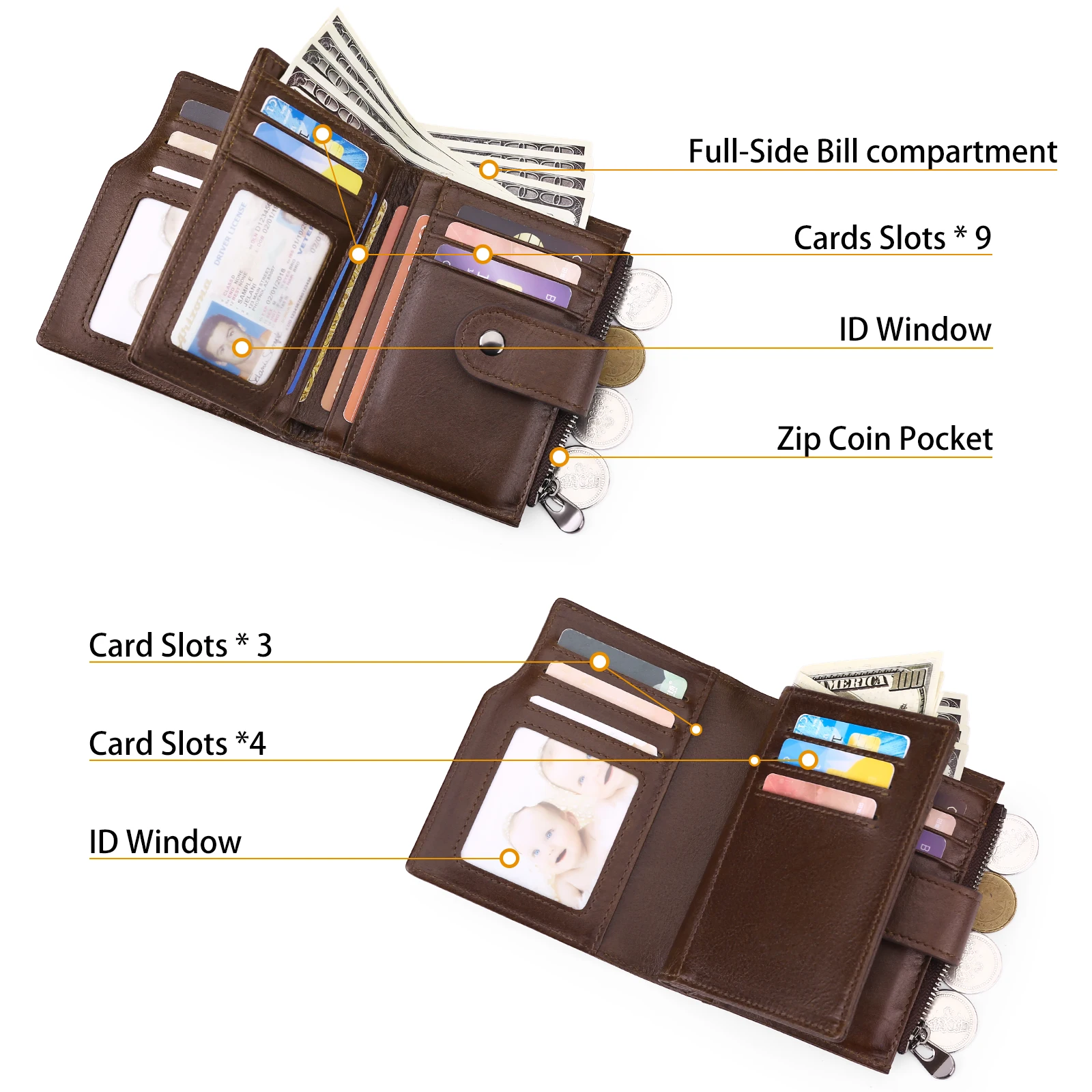 Vintage Short Men Wallets Slim Card Holder Rfid Wallet With Money Clip Anti Theft Purse Business Male Pocket