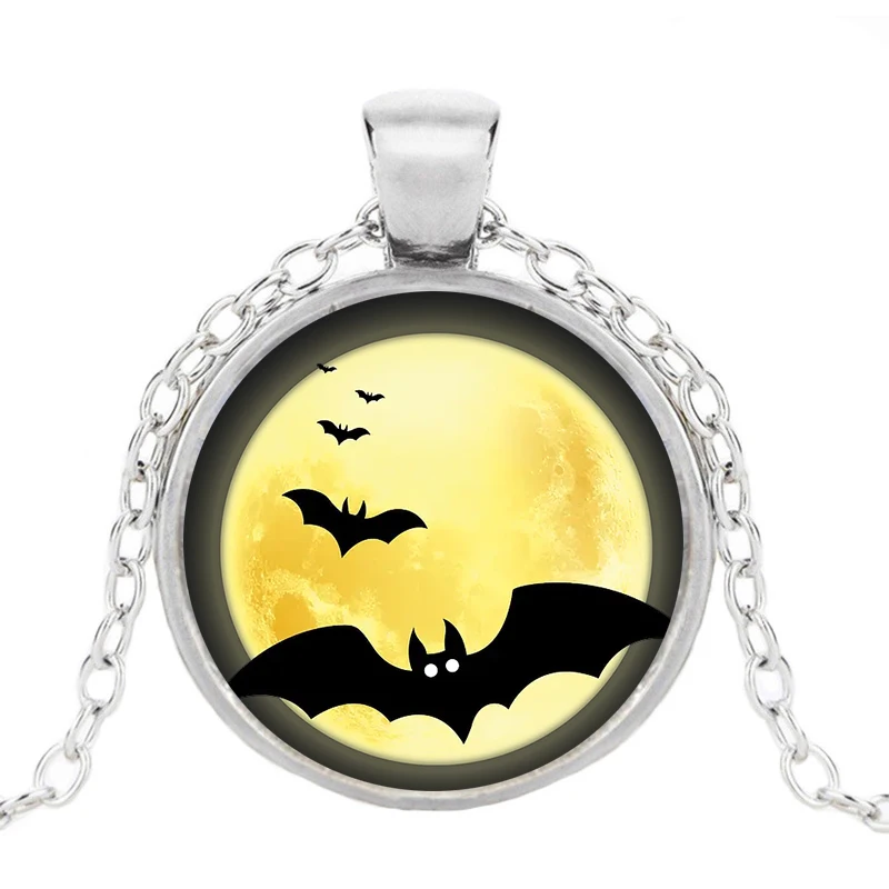 Круглое ожерелье из нержавеющей стали летучая мышь на Хэллоуин рождественский