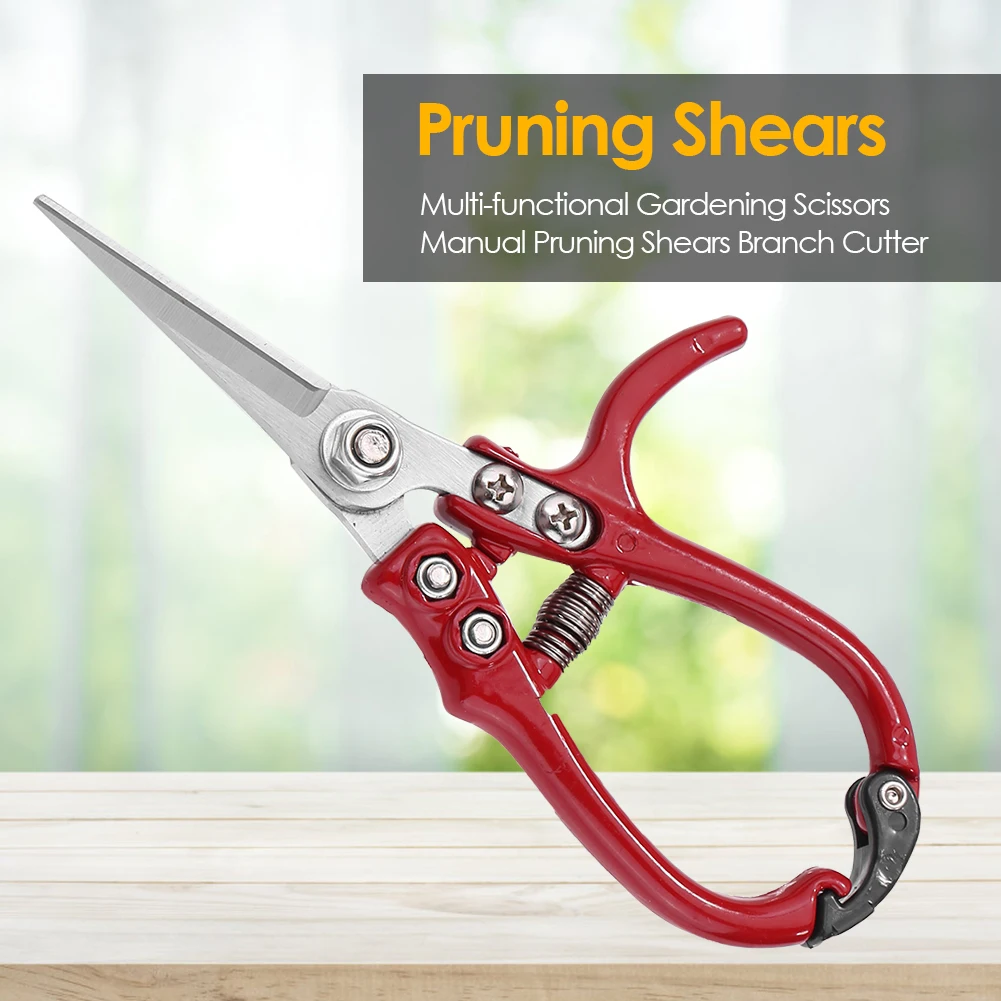 

Multi-functional Garden Scissors Manual with Safety Buckle Stainless Steel Spring Gardening Pruning Shear Branch Branch Cutter