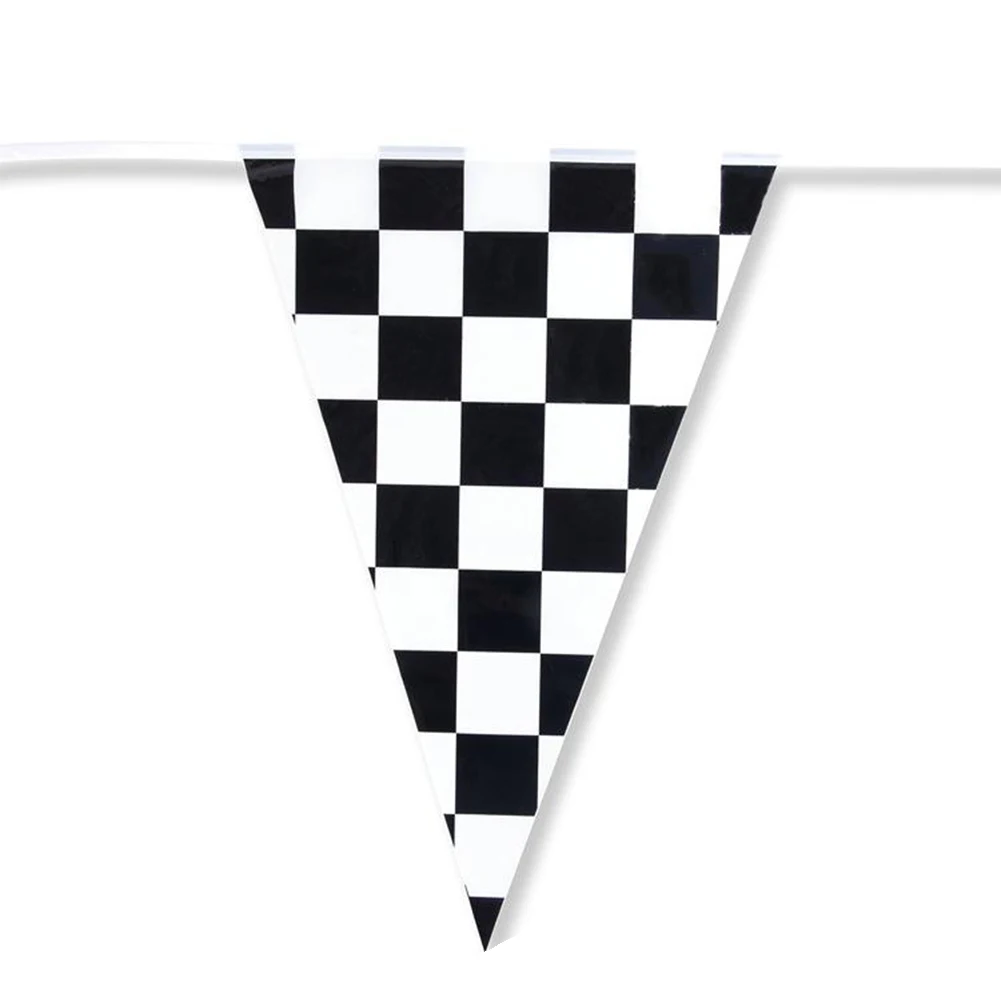 

Bunting Flags Home Outdoor Checkered Garland Banner Bunting PE Party Pennant Flag Racing 30cm X 40cm Black White