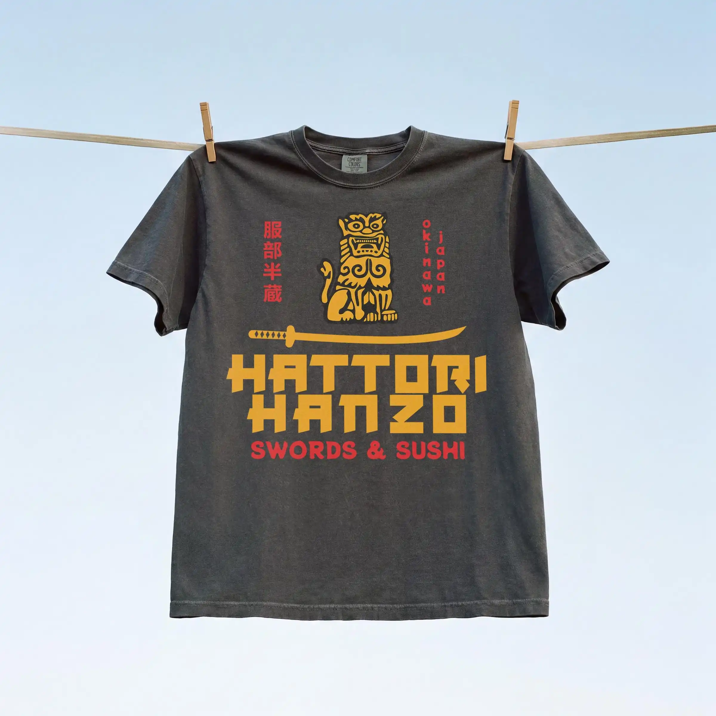 Фото Футболка с логотипом Hattori Hanzo, японская футболка с изображением самурайских мечей в стиле Тарантино №2