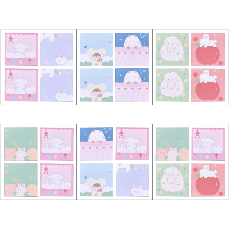 

B36C 4pcs Cartoon Animals Memo Pad Sticky Notes Writing Pads Label Mark Stickers Stationery School Supplies