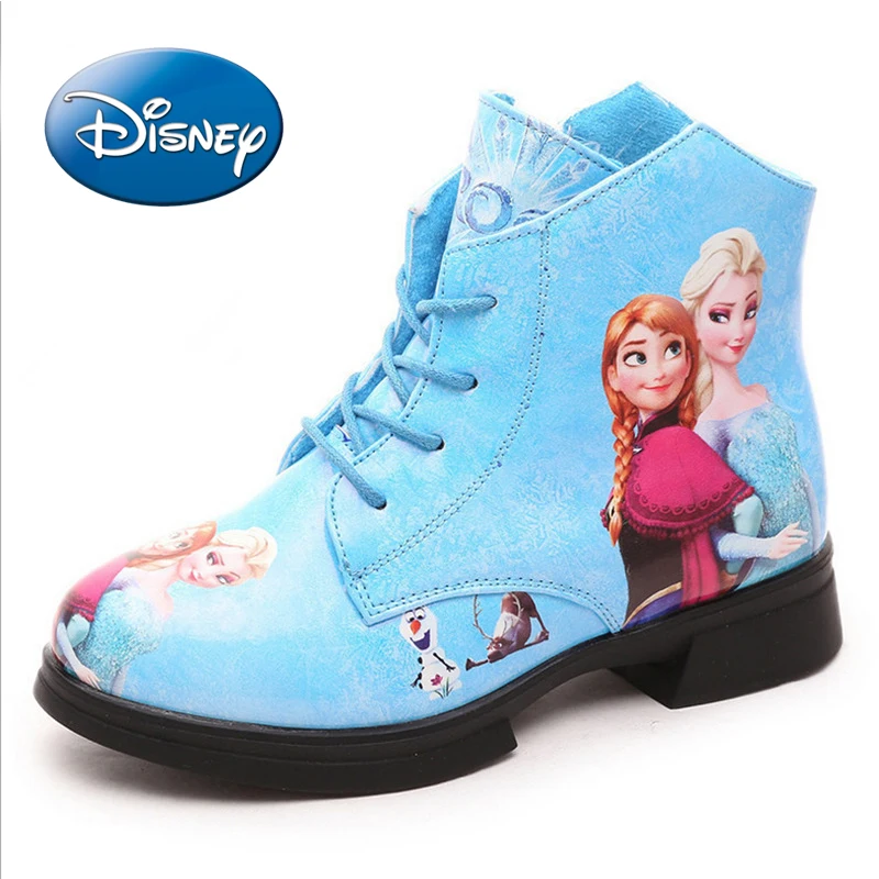 

Disney Frozen Girls' Shoes Princess Elsa Spring Autumn Casual Sneakers Children's Baby Boots Short Boots Small Leather Shoes
