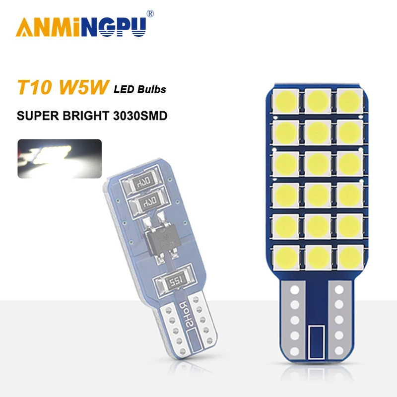 

ANMINGPU 2x Signal Lamp Led T10 W5W Led Bulbs 3030SMD 168 194 5W5 Led Canbus Clearance Reading Lights Interior Lights Dome Light
