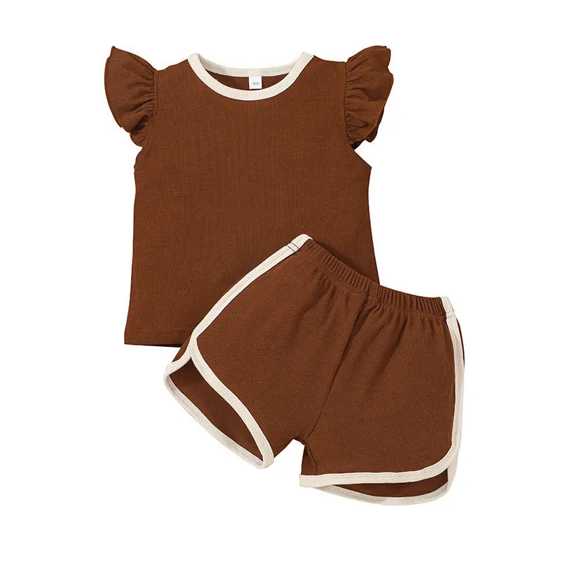 

2pcs Baby Boys Girls Outfits Sets Summer Fashion Short Sleeve Kids T-shirts + Shorts Stitching Clothing