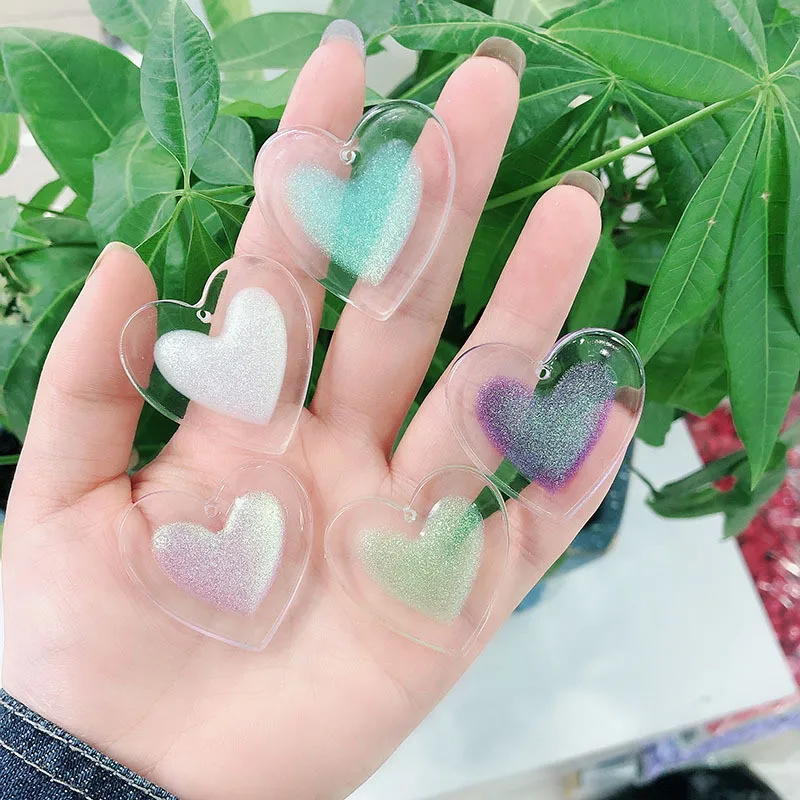 

30 шт./лот разноцветные геометрические прозрачные сердца с блестками в форме сердец, акриловые бусины «сделай сам», ювелирные изделия, серьги/аксессуары для одежды