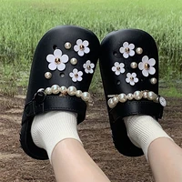 summer women slippers sandals platform clogs thick sole slippers with charms girl antiskid sweet flip flops garden casual shoes